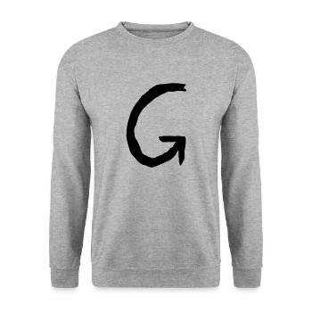 Buchstabe G - Unisex Pullover - Weißgrau meliert - Vorne - Alina (178cm) & Michal (187cm)