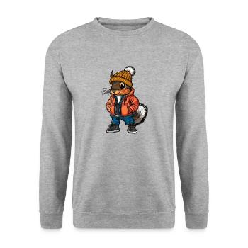 Écureuil Mode Hiver - Sweat-shirt Unisexe - gris chiné - Devant - Alina (178cm) & Michal (187cm)
