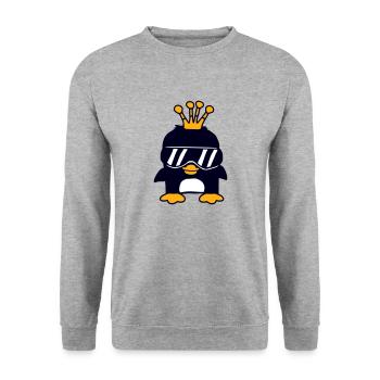 Krone Pinguin König Königin Prinz Prinzessin Klein - Unisex Pullover - Weißgrau meliert - Vorne - Alina (178cm) & Michal (187cm)