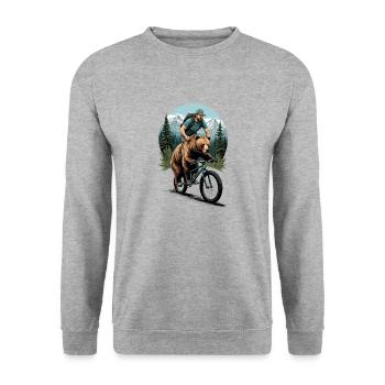 Downhill Express - Grizzly Power - Unisex Sweatshirt - salt & pepper - Front - Alina (178cm) & Michal (187cm)