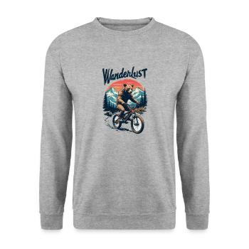 Grizzly on Bike - Wanderlust - Unisex Pullover - Weißgrau meliert - Vorne - Alina (178cm) & Michal (187cm)