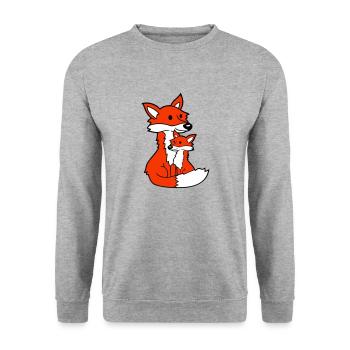 2 Foxes Mother Red Fox Little Child Father Mom - Unisex Sweatshirt - salt & pepper - Front - Alina (178cm) & Michal (187cm)