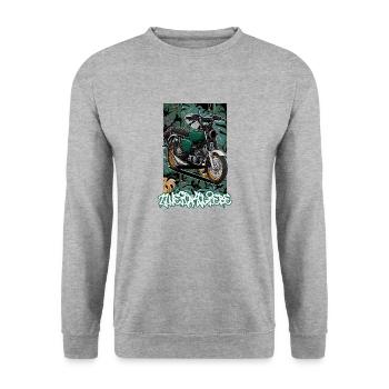 S51 (green) // Illustration - Unisex Sweatshirt - salt & pepper - Front - Alina (178cm) & Michal (187cm)