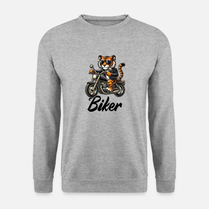 Motorcycle Tiger Comic Biker - Unisex Sweatshirt - salt & pepper