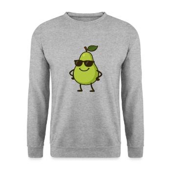birne comic cool - Unisex Pullover - Weißgrau meliert - Vorne - Alina (178cm) & Michal (187cm)