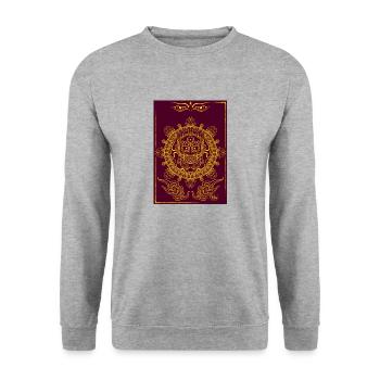 Tibetisches Mandala - Unisex Pullover - Weißgrau meliert - Vorne - Alina (178cm) & Michal (187cm)