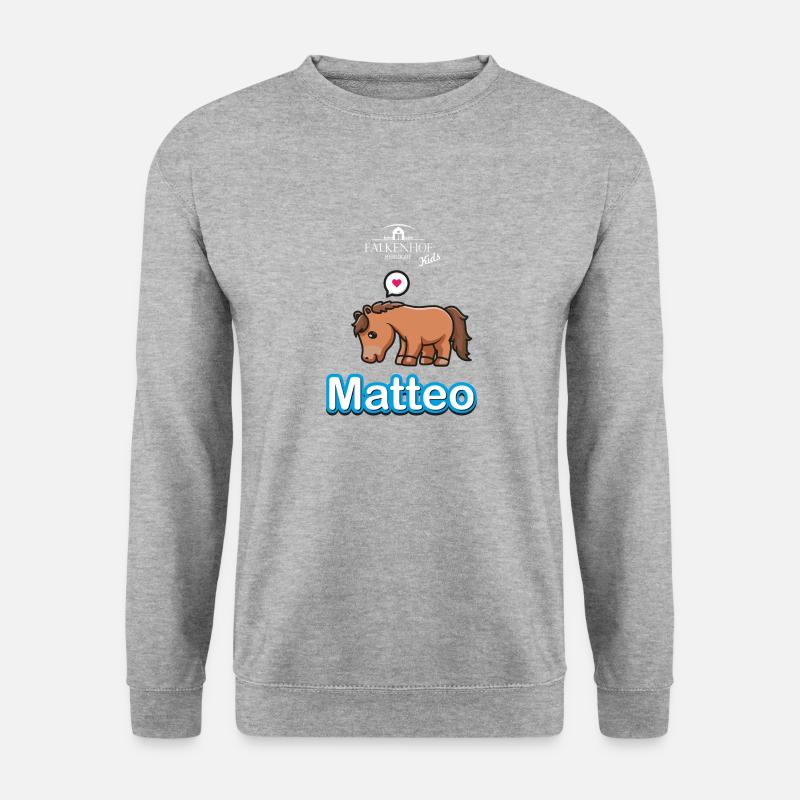 Falkenhof Matteo Comic Pferd - Unisex Pullover - Weißgrau meliert