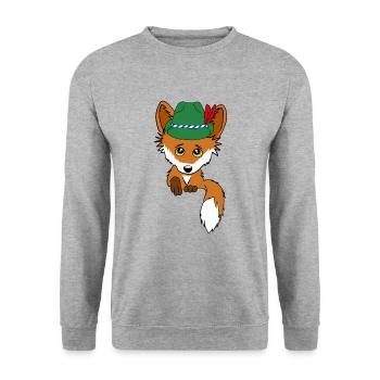 Renard avec chapeau traditionnel dans la poche - Sweat-shirt Unisexe - gris chiné - Devant - Alina (178cm) & Michal (187cm)