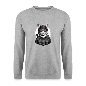 Chat Airsoft Chat Chat Jouant Airsoft Cadeau Militaire - Sweat-shirt Unisexe - gris chiné - Devant - Alina (178cm) & Michal (187cm)