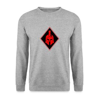 Spartaner Helm Logo Gladiator - Unisex Pullover - Weißgrau meliert - Vorne - Alina (178cm) & Michal (187cm)