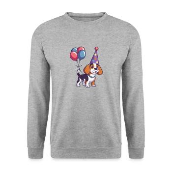 Beagle Hunde Geburtstag Baby - Unisex Pullover - Weißgrau meliert - Vorne - Alina (178cm) & Michal (187cm)