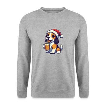Beagle Chien Bière Noël Noël - Sweat-shirt Unisexe - gris chiné - Devant - Alina (178cm) & Michal (187cm)