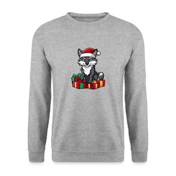 Cadeaux de Noël Loup - Sweat-shirt Unisexe - gris chiné - Devant - Alina (178cm) & Michal (187cm)