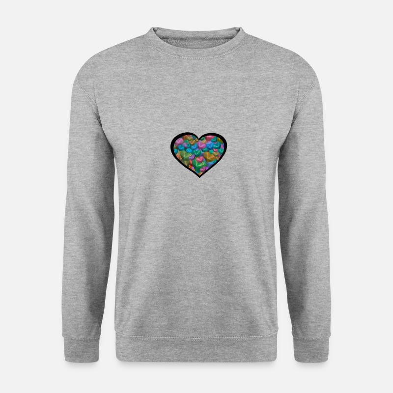 Herz Herzen bunt - Unisex Pullover - Weißgrau meliert