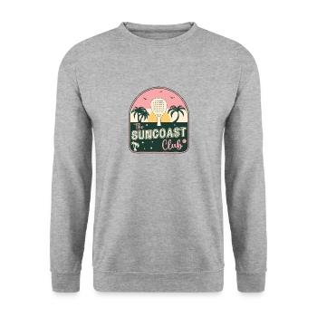 Padel Suncoast Club Funny Sunny Padeltennis - Unisex Sweatshirt - salt & pepper - Front - Alina (178cm) & Michal (187cm)