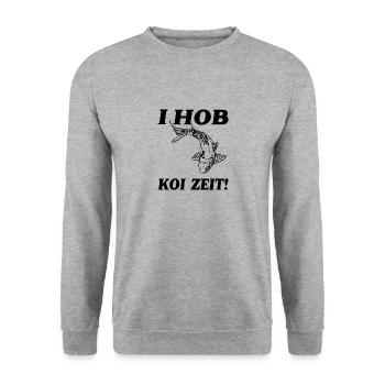 I HOB KOI ZEIT - Unisex Pullover - Weißgrau meliert - Vorne - Alina (178cm) & Michal (187cm)