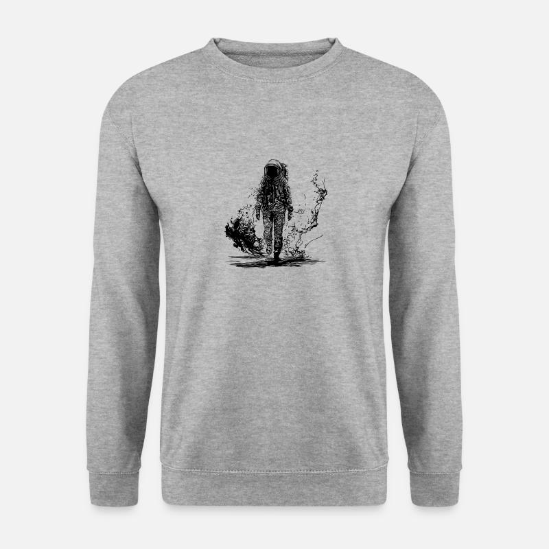 Astronaut in der Mondstaub Wüste - Unisex Pullover - Weißgrau meliert