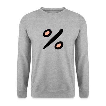 Prozent Symbol. % Zeichen. Handgezeichnet. - Unisex Pullover - Weißgrau meliert - Vorne - Alina (178cm) & Michal (187cm)