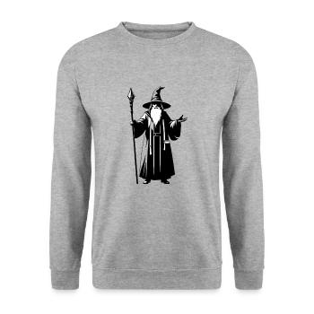 Wizard - Simple Fantasy Logo - Unisex Pullover - Weißgrau meliert - Vorne - Alina (178cm) & Michal (187cm)