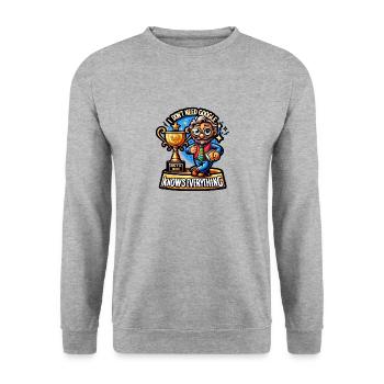 I dont need google - Unisex Pullover - Weißgrau meliert - Vorne - Alina (178cm) & Michal (187cm)