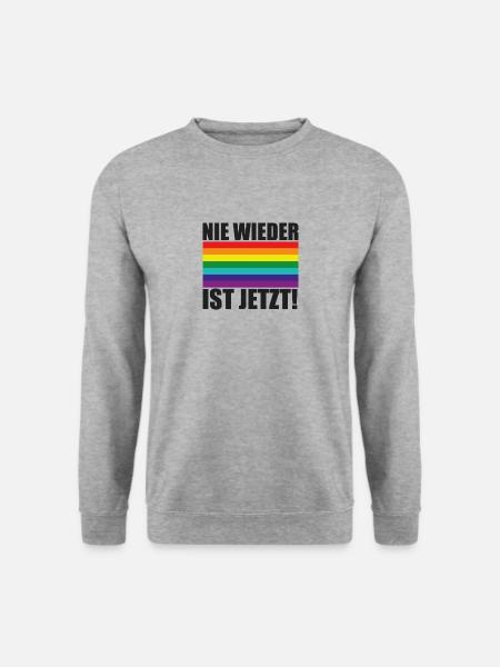 Nie Wieder Ist Jetzt Spruch Schriftzug - Unisex Pullover - Weißgrau meliert