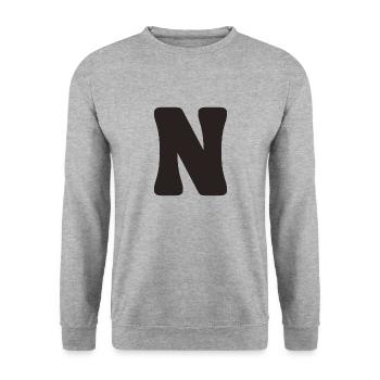 N - Unisex Sweatshirt - salt & pepper - Front - Alina (178cm) & Michal (187cm)