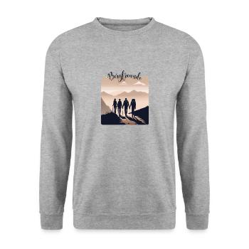 Berge und Freunde für immer - Unisex Pullover - Weißgrau meliert - Vorne - Alina (178cm) & Michal (187cm)