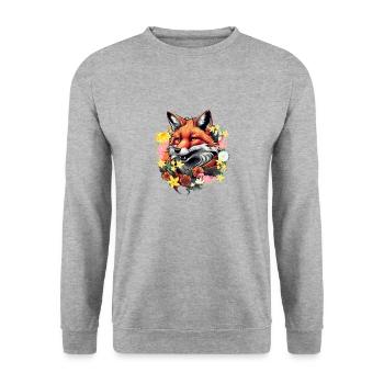 Fox, Flowers, Floral Wreath, Ornament - Unisex Sweatshirt - salt & pepper - Front - Alina (178cm) & Michal (187cm)