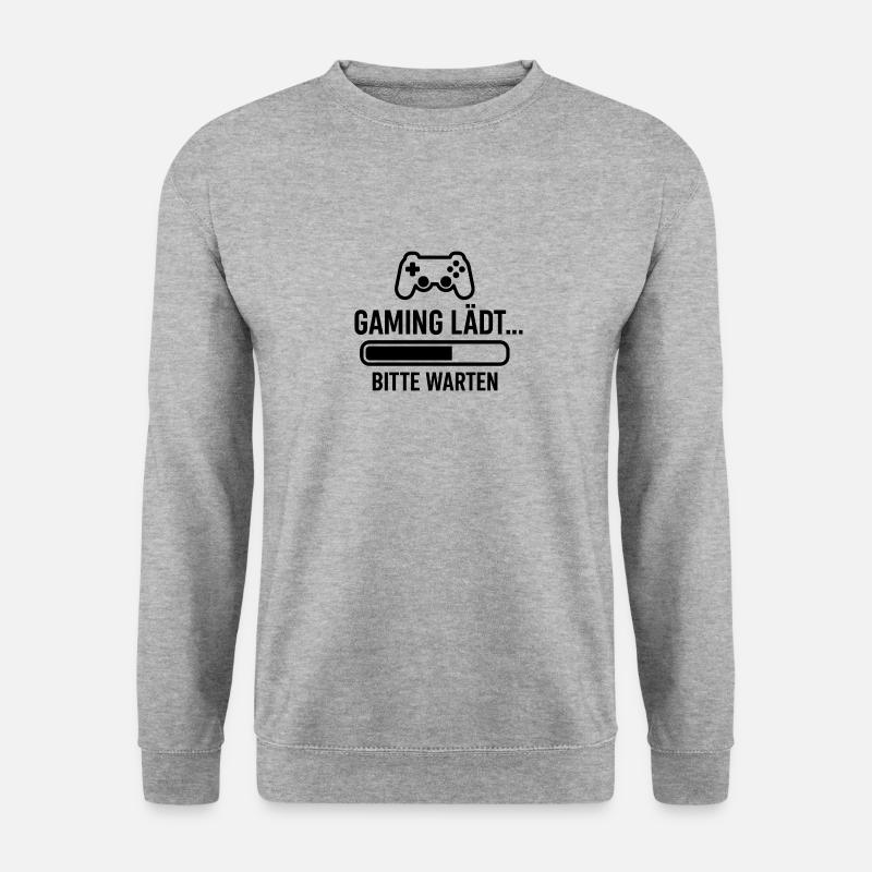 Gaming lädt - Unisex Pullover - Weißgrau meliert