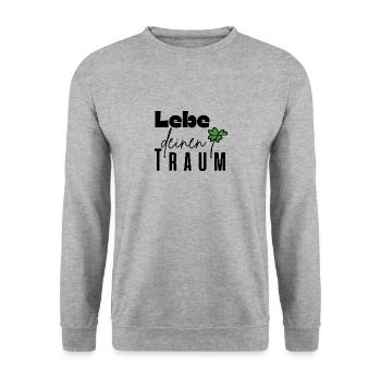 Lebe deinen Traum - Unisex Pullover - Weißgrau meliert - Vorne - Alina (178cm) & Michal (187cm)