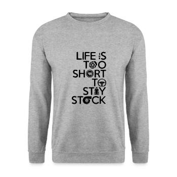 Life Short Stay Stock Car Tuning Race Turbo Boost - Unisex Sweatshirt - salt & pepper - Front - Alina (178cm) & Michal (187cm)