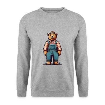 Cute Bear Farmer - Unisex Pullover - Weißgrau meliert - Vorne - Alina (178cm) & Michal (187cm)