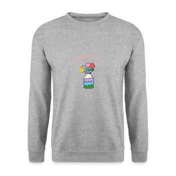Blossoming Soul - Gift Idea - Gift - Unisex Sweatshirt - salt & pepper - Front - Alina (178cm) & Michal (187cm)
