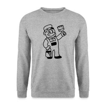 Painter with brush and paint - line - Unisex Sweatshirt - salt & pepper - Front - Alina (178cm) & Michal (187cm)