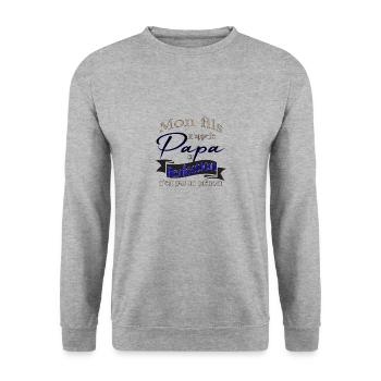 Mon fils m' appelle Papa - Sweat-shirt Unisexe - gris chiné - Devant - Alina (178cm) & Michal (187cm)
