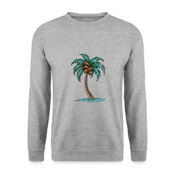 Palme Symbol - Unisex Pullover - Weißgrau meliert - Vorne - Alina (178cm) & Michal (187cm)