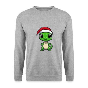 Lézard Noël Noël - Sweat-shirt Unisexe - gris chiné - Devant - Alina (178cm) & Michal (187cm)