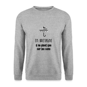 En Bretagne, il ne peut que sur les cons ! - Sweat-shirt Unisexe - gris chiné - Devant - Alina (178cm) & Michal (187cm)