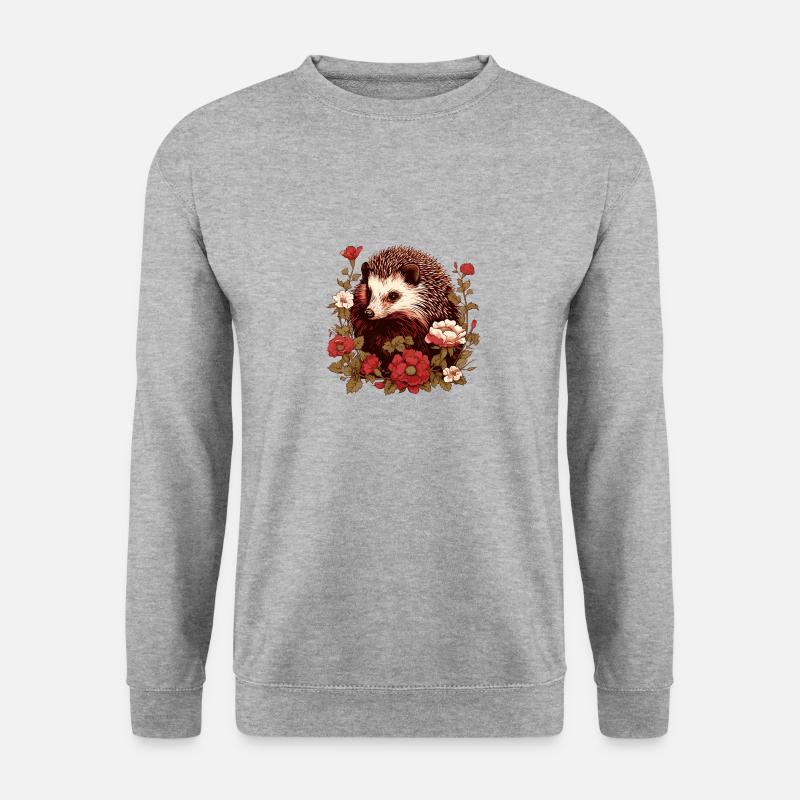 Igel im Blumenmeer - Unisex Pullover - Weißgrau meliert