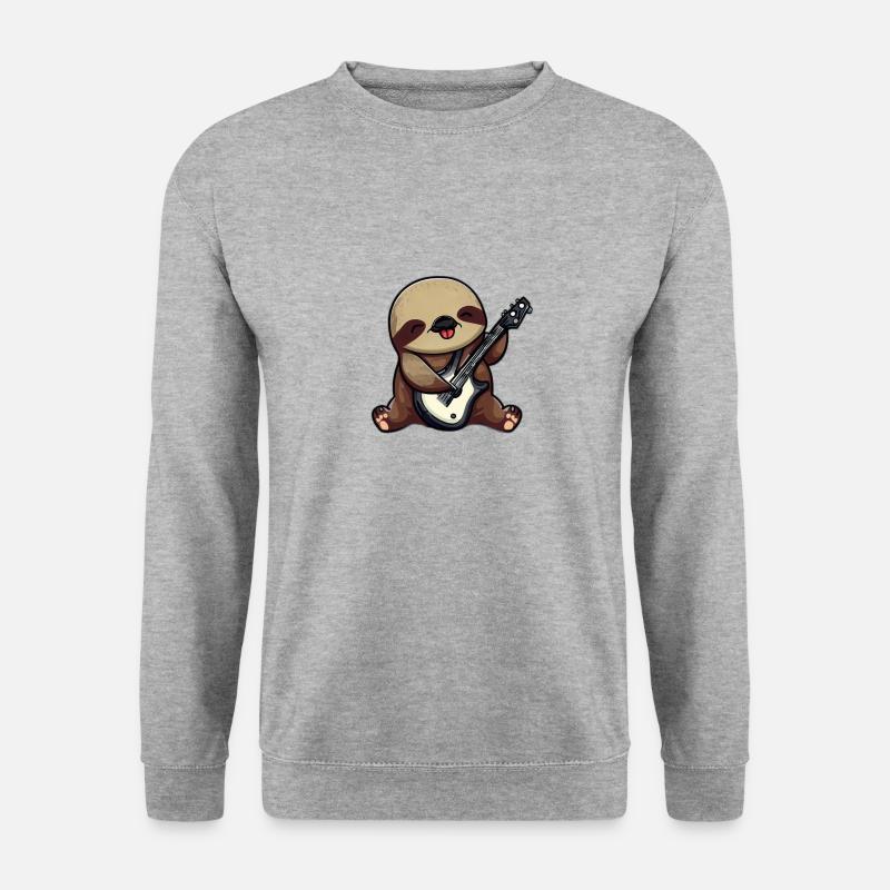 Faultier mit Gitarre - Unisex Pullover - Weißgrau meliert