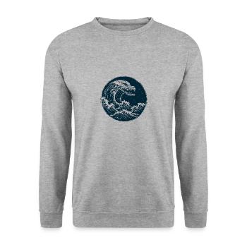 Meeresschlange der Gezeiten - Unisex Pullover - Weißgrau meliert - Vorne - Alina (178cm) & Michal (187cm)
