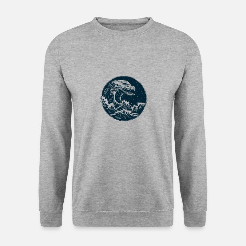Meeresschlange der Gezeiten - Unisex Pullover - Weißgrau meliert