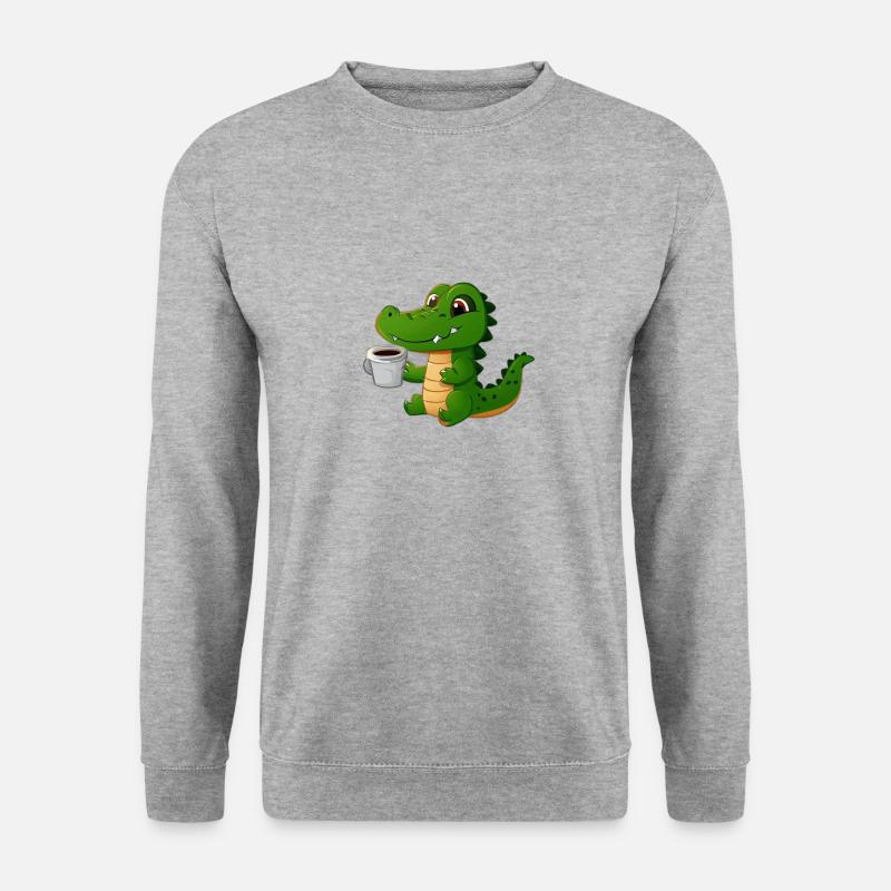 Kaffee Krokodil - Unisex Pullover - Weißgrau meliert