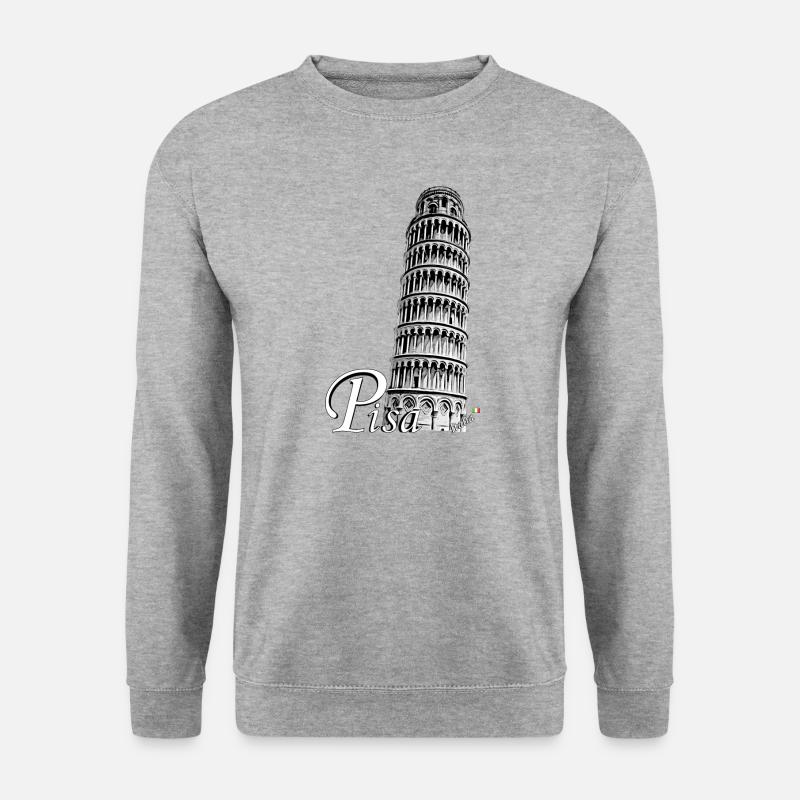 Schiefe Turm von Pisa - Unisex Pullover - Weißgrau meliert
