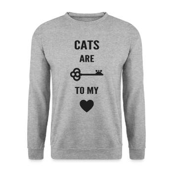 Cats are the key to my heart - Unisex Sweatshirt - salt & pepper - Front - Alina (178cm) & Michal (187cm)
