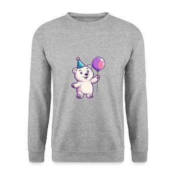 Polar Bear Birthday Comic - Unisex Sweatshirt - salt & pepper - Front - Alina (178cm) & Michal (187cm)