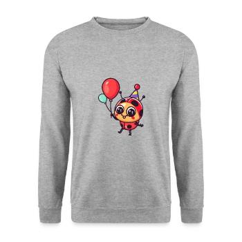 Marienkäfer Geburtstag Comic - Unisex Pullover - Weißgrau meliert - Vorne - Alina (178cm) & Michal (187cm)