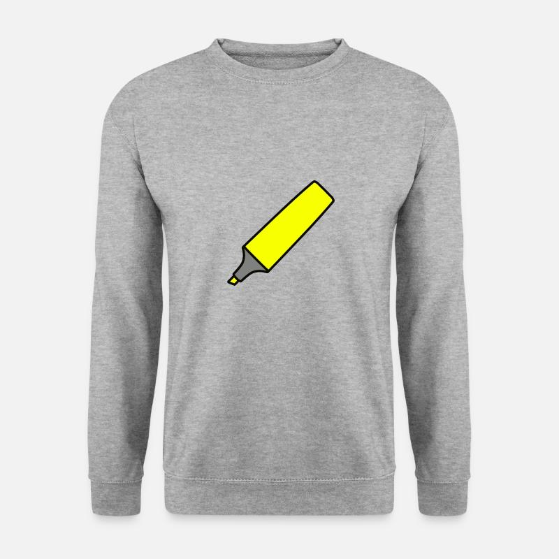 gelber Textmarker - Unisex Pullover - Weißgrau meliert