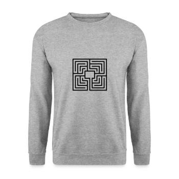 Klassisches Labyrinth - Unisex Pullover - Weißgrau meliert - Vorne - Alina (178cm) & Michal (187cm)