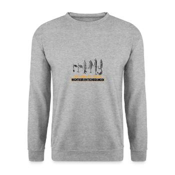 Angeln Hecht Spass lustiges Geschenk Angler Spaß - Unisex Pullover - Weißgrau meliert - Vorne - Alina (178cm) & Michal (187cm)